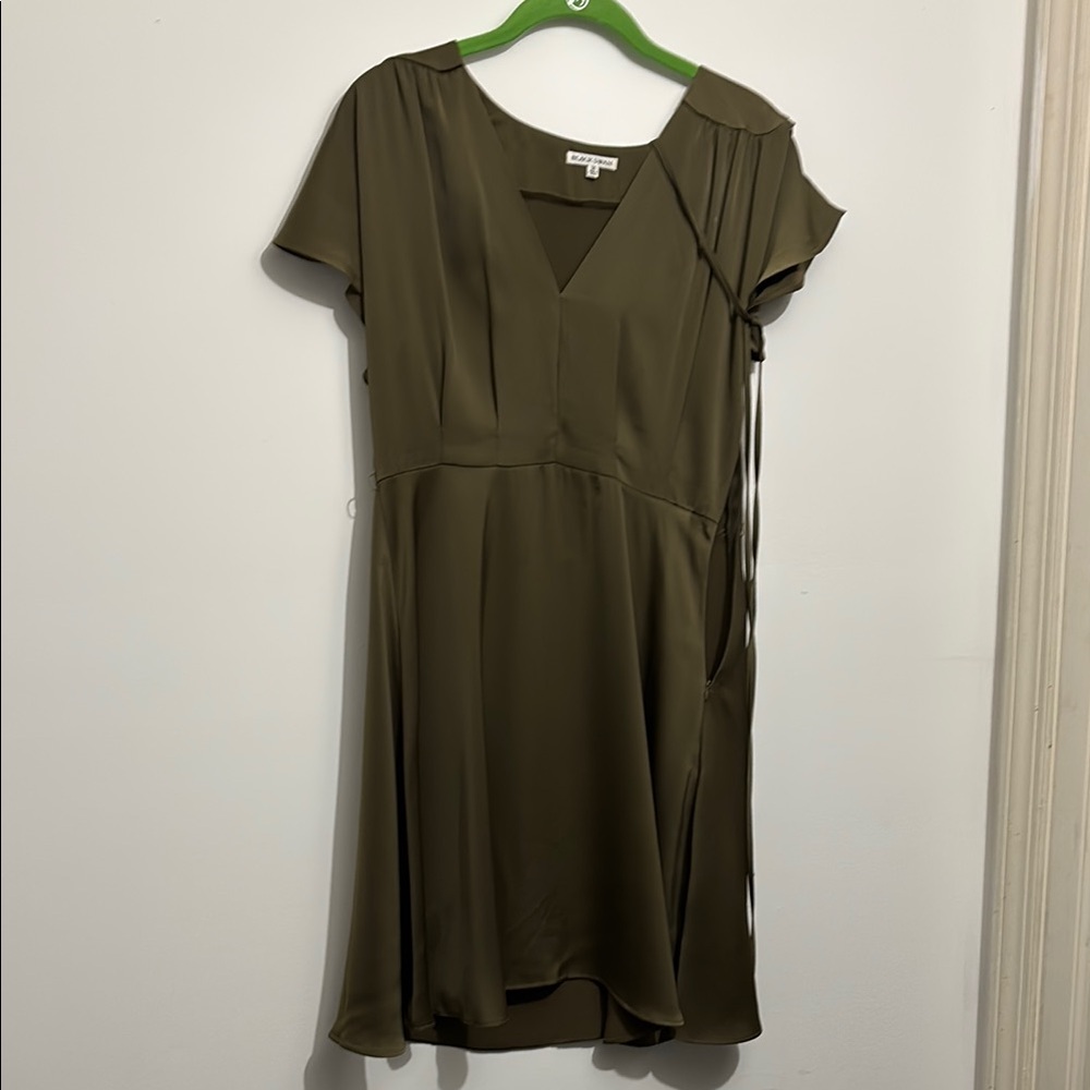 Silk Olive Green Women's Dress